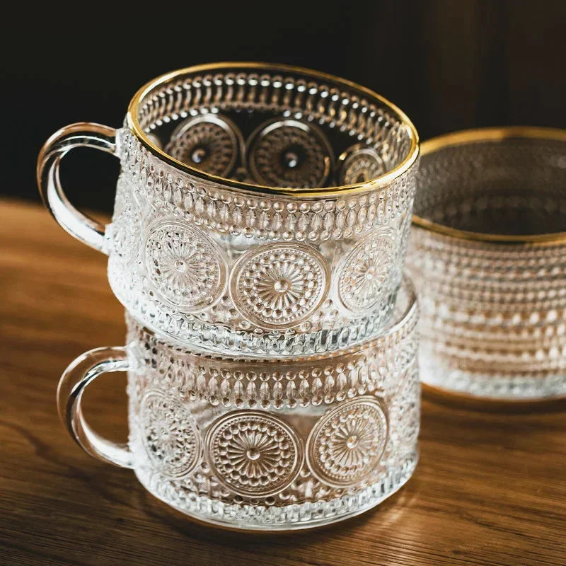 Gold Rimmed Glass Mug