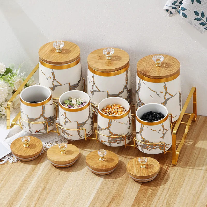 Marbled Storage Jars - 7 Piece Set