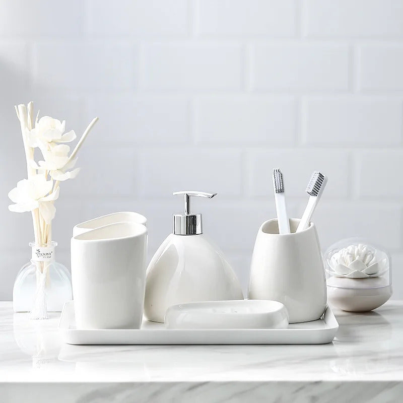 Glossed Porcelain Bathroom 5-Piece Set