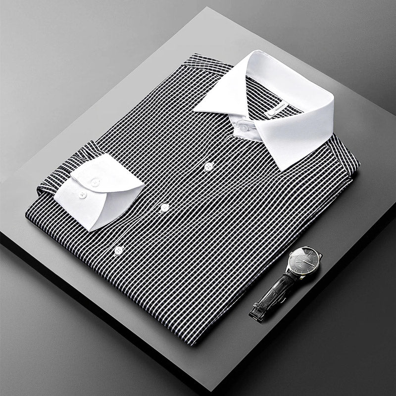 Gingham Italian Spread Collar Dress Shirt