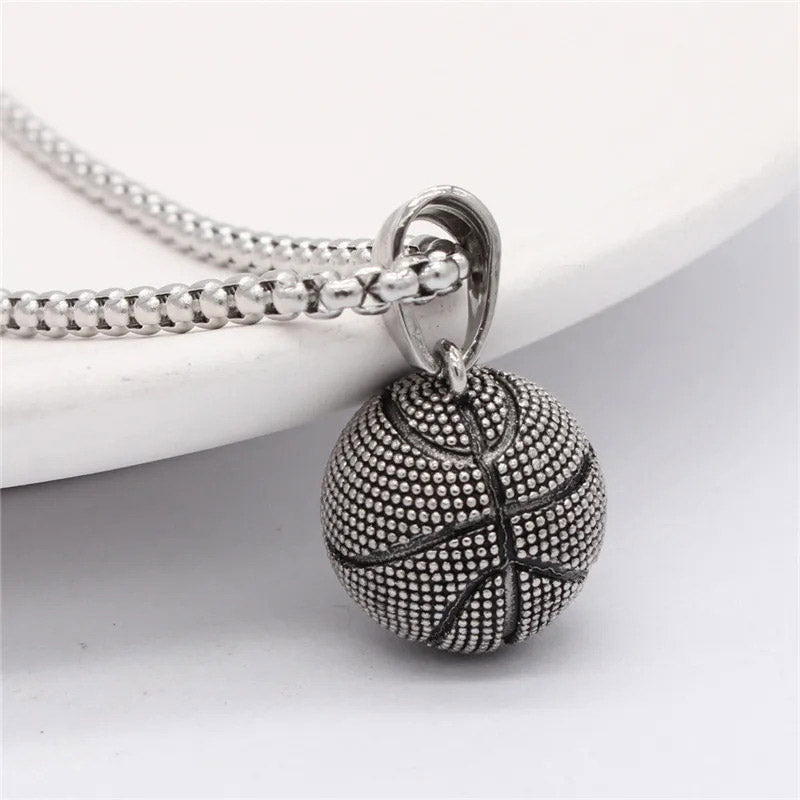 Titanium Basketball Pendant and Necklace