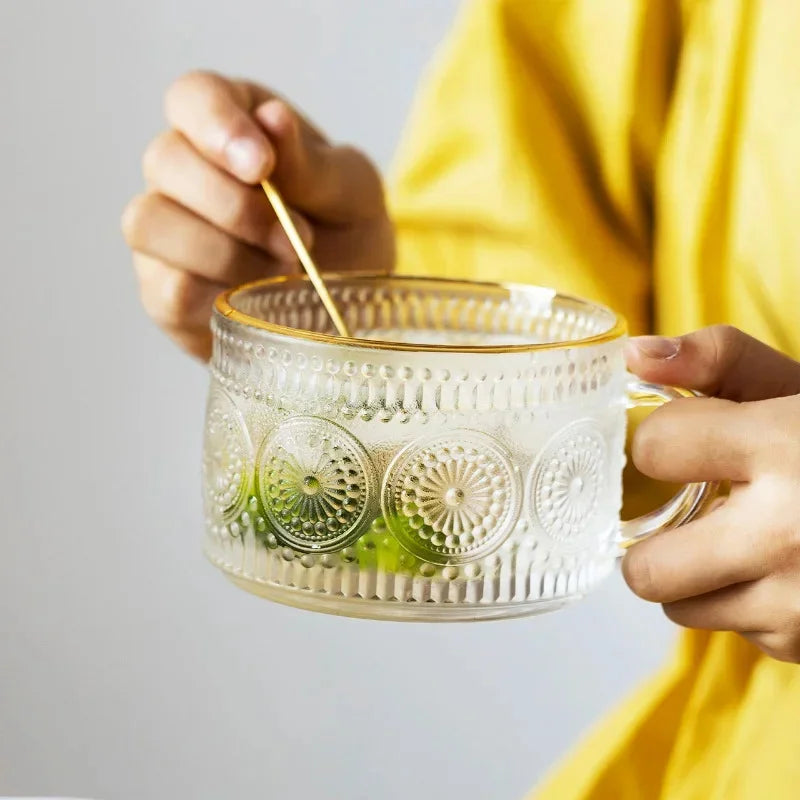 Gold Rimmed Glass Mug