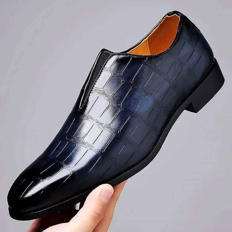 Rafael Leather Croc-Embossed Shoes