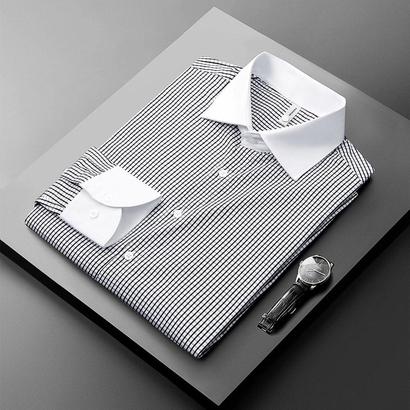 Gingham Italian Spread Collar Dress Shirt