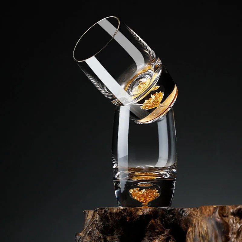 Gold Flakes Drinking Glass