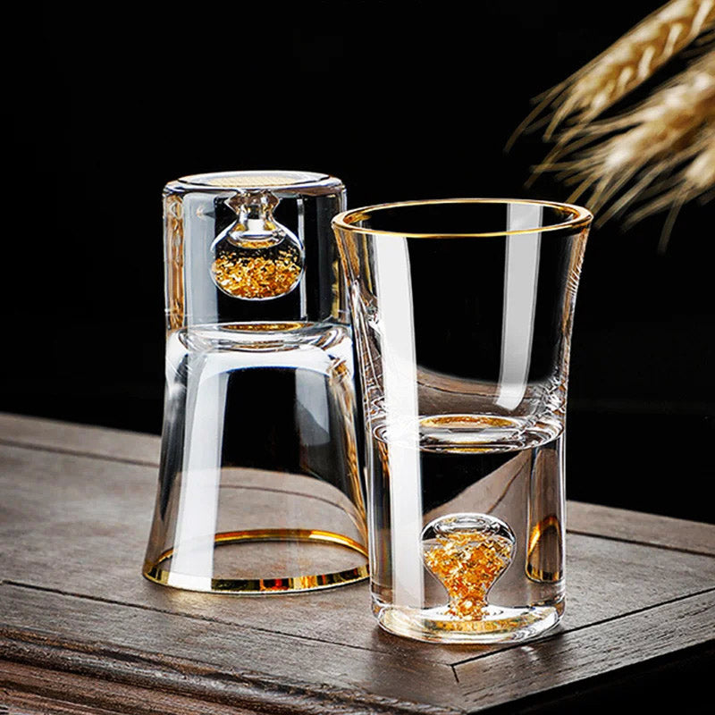 24k Gold Flakes Shot Glass