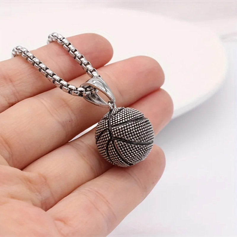 Titanium Basketball Pendant and Necklace