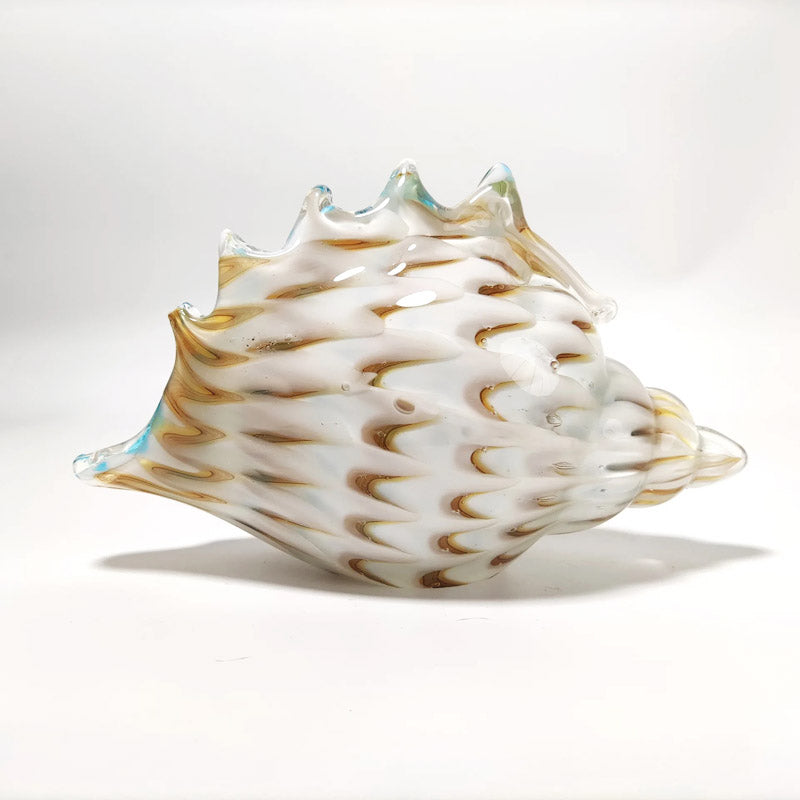Hand Blown Glass Conch - Blue and Brown