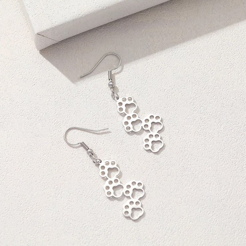 Paw Prints Gold Plated Dangle Earring