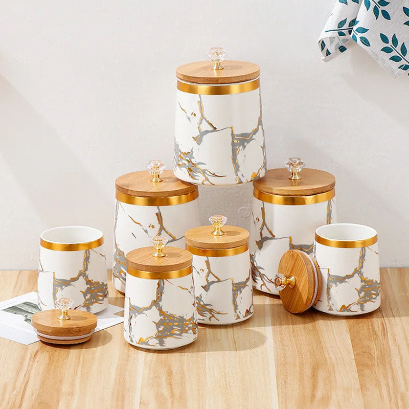 Marbled Storage Jars - 7 Piece Set