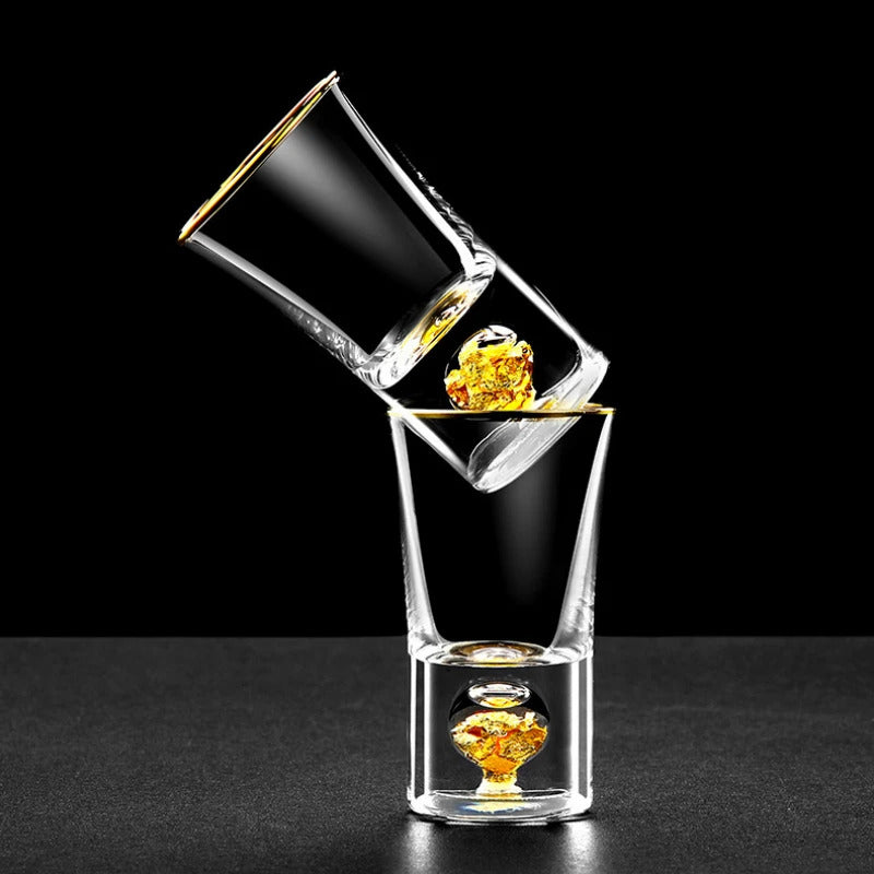 24k Gold Flakes Shot Glass