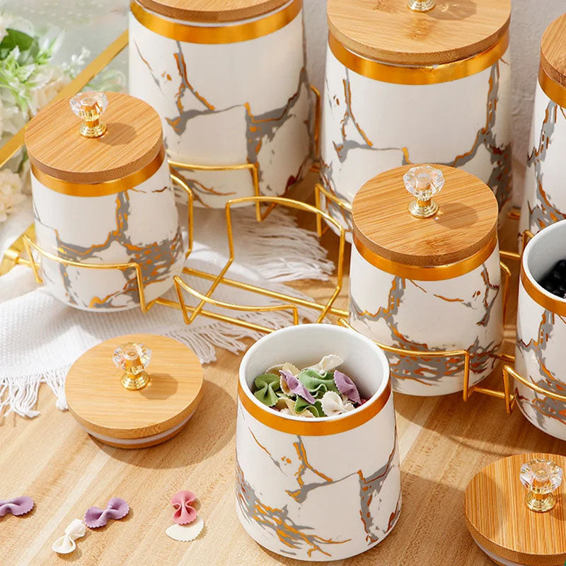 Marbled Storage Jars - 7 Piece Set