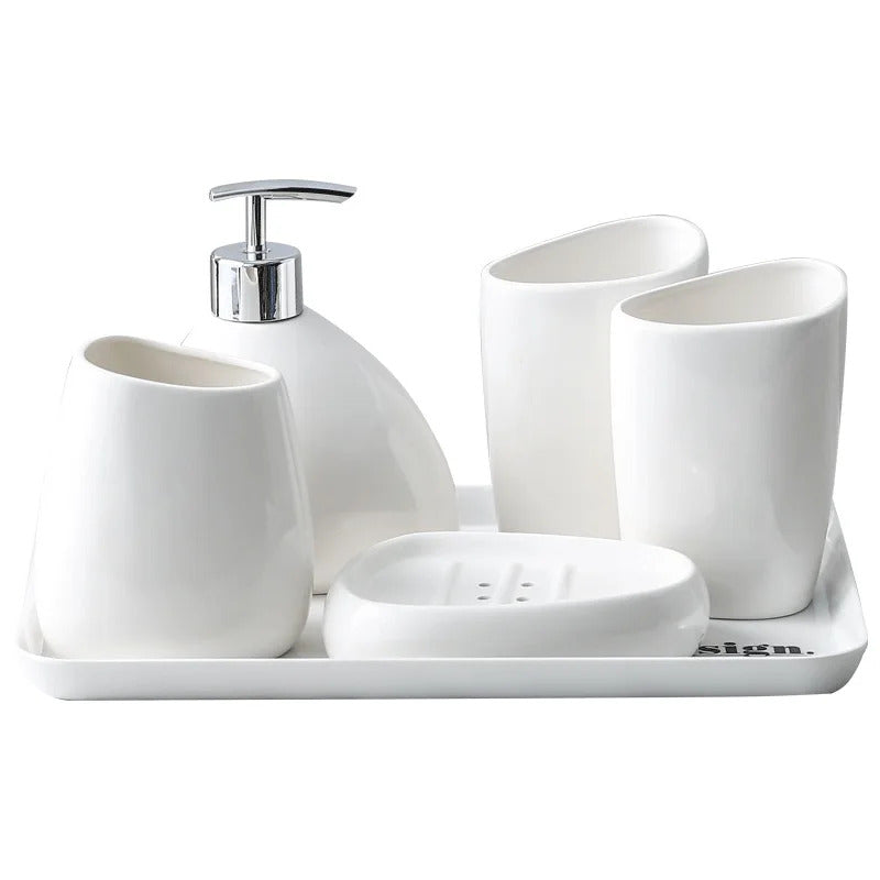 Glossed Porcelain Bathroom 5-Piece Set