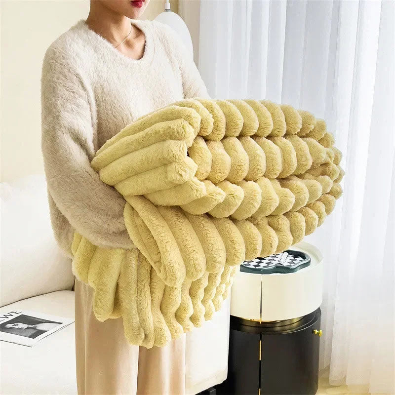 Luxurious Embrace Ivory Faux Fur Throw