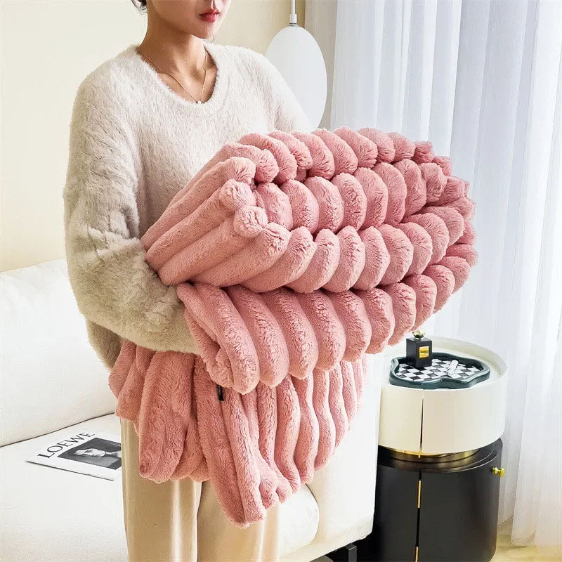 Luxurious Embrace Ivory Faux Fur Throw